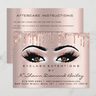 Lashes Aftercare Instruktion braune Augen Einladung