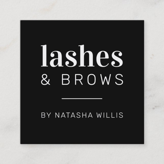 LASHES AND BROWS Moderne minimalistische Klasse sc Quadratische Visitenkarte (Vorderseite)