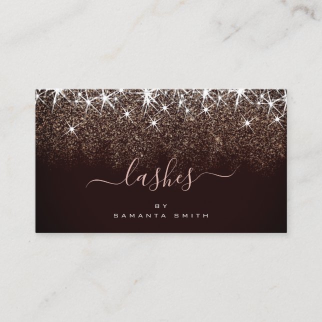Lashes Artist Elegant Luminy Rose Gold Glitzer Visitenkarte (Vorderseite)