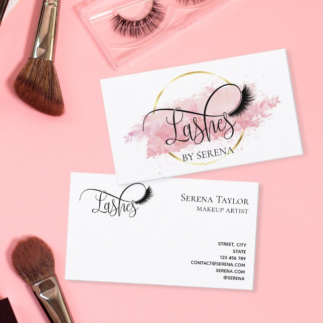 Lashes Beauty Makeup Artist Wasserfarben Kunst Ges Visitenkarte (Von Creator hochgeladen)