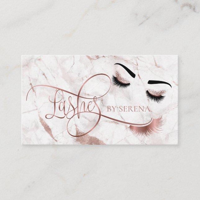 Lashes Beauty Makeup Girl Lash Extension Marble Visitenkarte (Vorderseite)