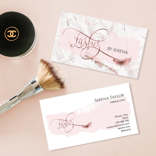Lashes Beauty Makeup Girl Lash Extension Marble Visitenkarte (Von Creator hochgeladen)