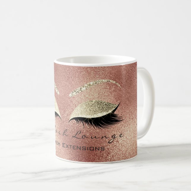 Lashes Beauty Studio Rose Gold Glitzer Kaffeetasse (VorderseiteRechts)