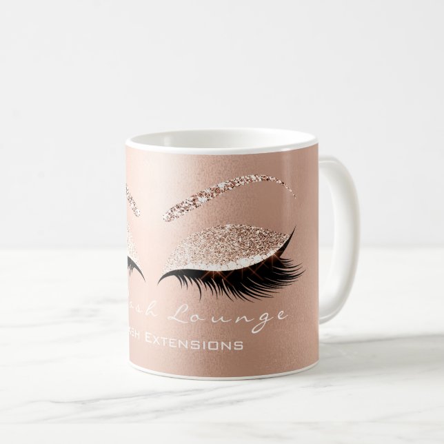 Lashes Beauty Studio Rose Gold Makeup Kaffeetasse (VorderseiteRechts)