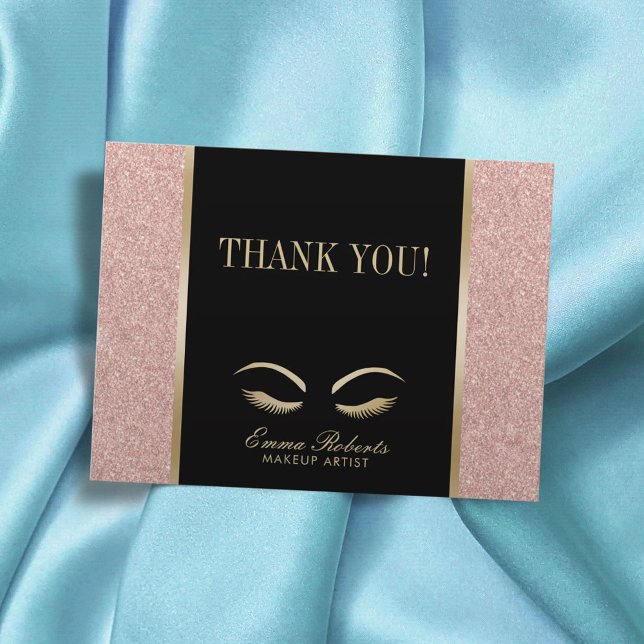 Lashes & Brow Makeup Rose Gold Vielen Dank Postkarte (Von Creator hochgeladen)