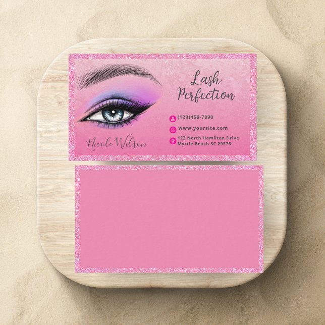 Lashes Brows Beauty Makeup Glitzer Business Card Visitenkarte (Von Creator hochgeladen)