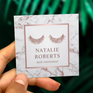 Lashes & brows Beauty Salon Rose Goldmarben Quadratische Visitenkarte