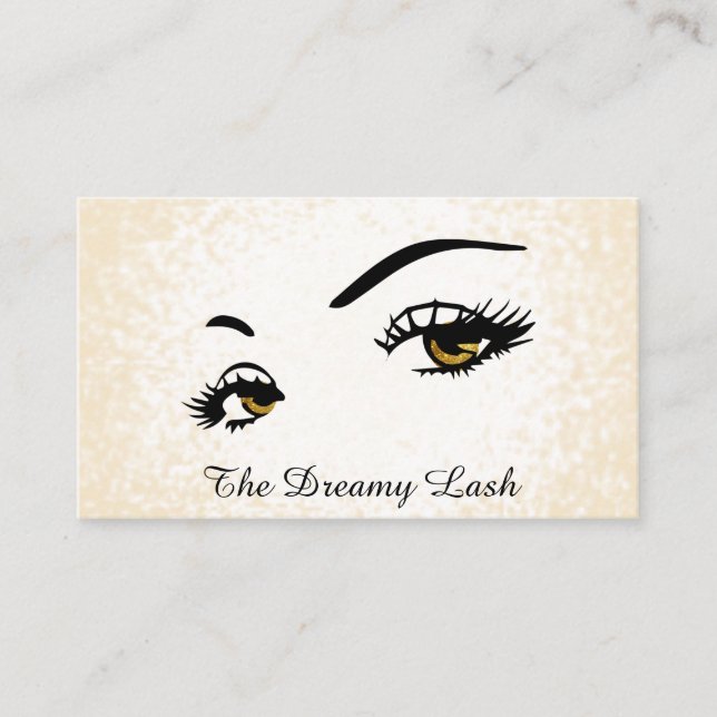 *~* Lashes Brows Extensions Gold Glitzer QR Visitenkarte (Vorderseite)