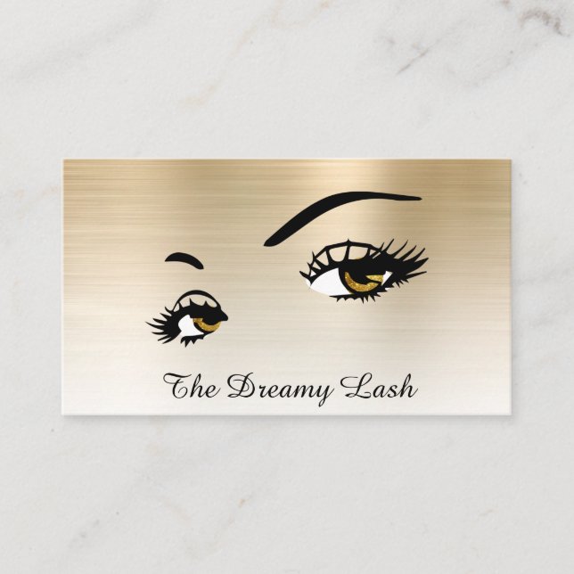 *~* Lashes Brows Extensions QR Gold Glitzer Visitenkarte (Vorderseite)