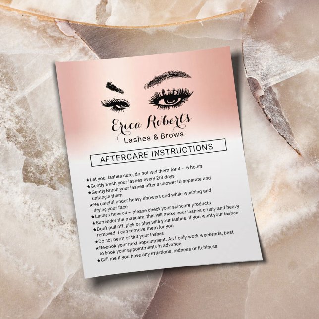 Lashes & Brows Makeup Artist Aftercare Instruktion Flyer (Von Creator hochgeladen)