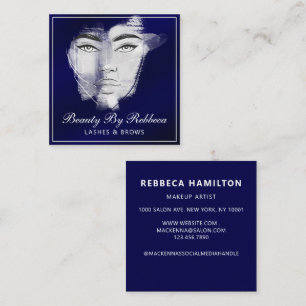 Lashes Brows Makeup Artist Blue Quadratische Visitenkarte
