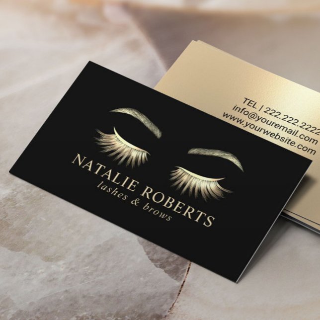 Lashes Brows Makeup Artist Glam Gold Beauty Salon Visitenkarte (Von Creator hochgeladen)