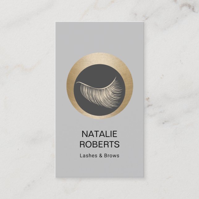 Lashes Brows Makeup Artist Gold Eyelash Logo Salon Visitenkarte (Vorderseite)