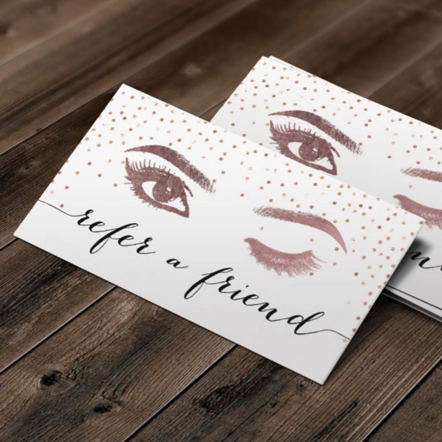 Lashes & Brows Makeup Artist Rose Gold Referendum Empfehlungskarte (Von Creator hochgeladen)