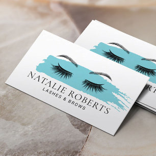 Lashes Brows Makeup Künstler Türkis Pinselstrich Visitenkarte