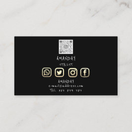 Lashes Brows Makeup Logo Social Black Gold Visitenkarte