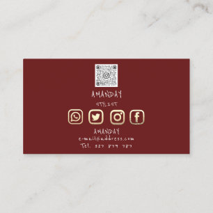 Lashes Brows Makeup Logo Social Media Burgundy Visitenkarte