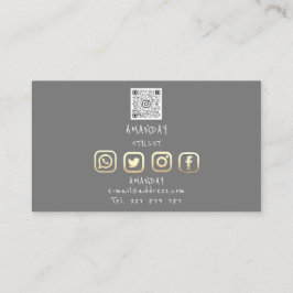 Lashes Brows Makeup Logo Social Media Grau Gold Visitenkarte