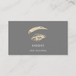 Lashes Brows Makeup Logo Social Media Grau Gold Visitenkarte