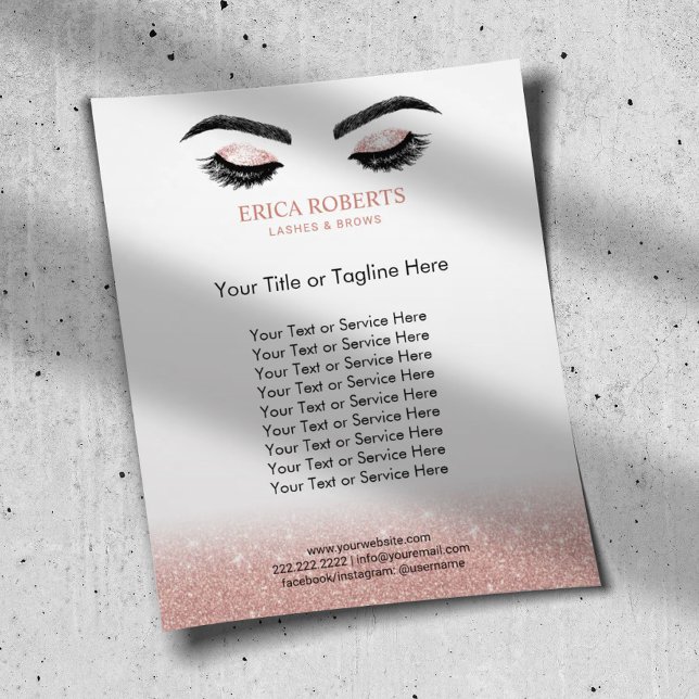 Lashes Brows Makeup Rose Gold Beauty Salon Flyer (Von Creator hochgeladen)