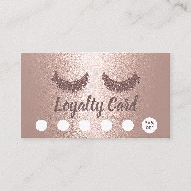 Lashes Brows Makeup Rose Gold Loyalität Treuekarte (Vorderseite)