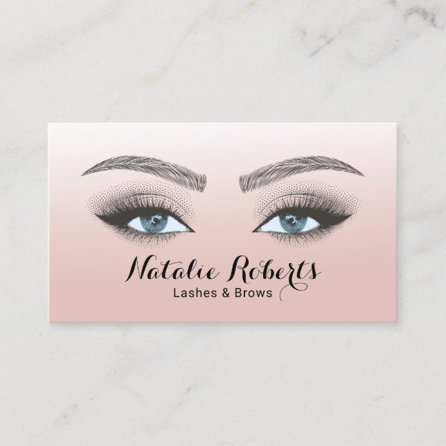 Lashes Brows Microblading Beauty Salon Blush Pink  Visitenkarte (Vorderseite)