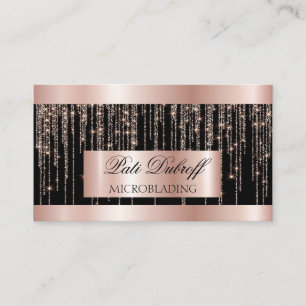 Lashes & Brows Microblading Pink & Silver Glitzer Visitenkarte