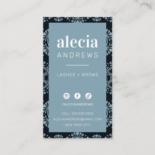 LASHES & BROWS niedliches Vintages Türkis Visitenkarte (Vorderseite)