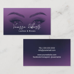 Lashes & Brows Salon Microblading Elegant Lila Visitenkarte