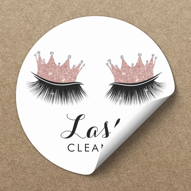 Lashes Cleaner Moderne Rose Gold Crown Eyelash Runder Aufkleber (Von Creator hochgeladen)