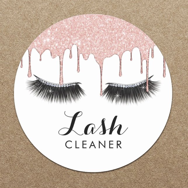 Lashes Cleaner Moderne Rose Gold Tropfen Glam Eyel Runder Aufkleber (Von Creator hochgeladen)