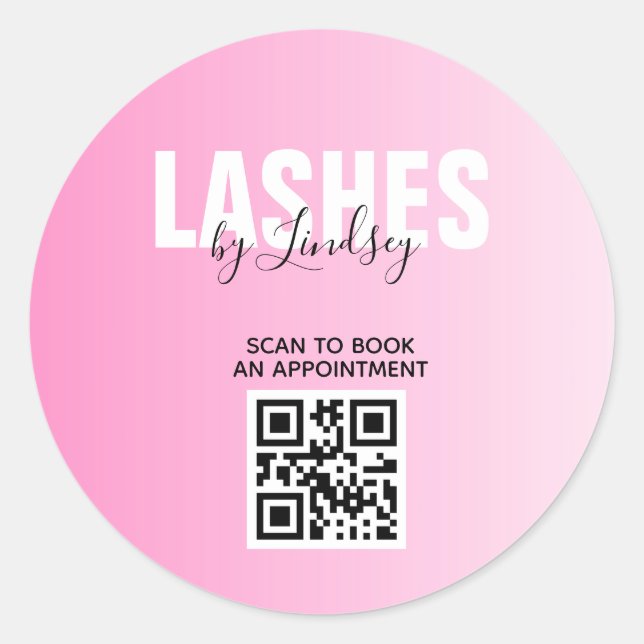 Lashes Custom Beauty Salon QR Code Business Runder Aufkleber (Vorderseite)