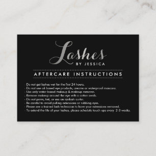 Lashes de glam Script Argent/noir carte de soins p