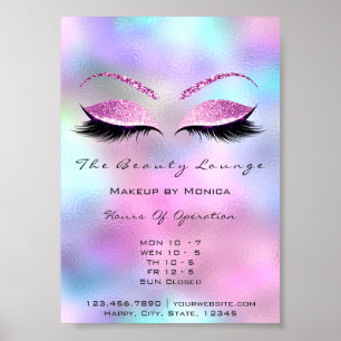Lashes Die Öffnungszeiten der Beauty Pink Blau Poster