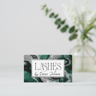 Lashes Erinnerung Silver Green Marmor Visitenkarte