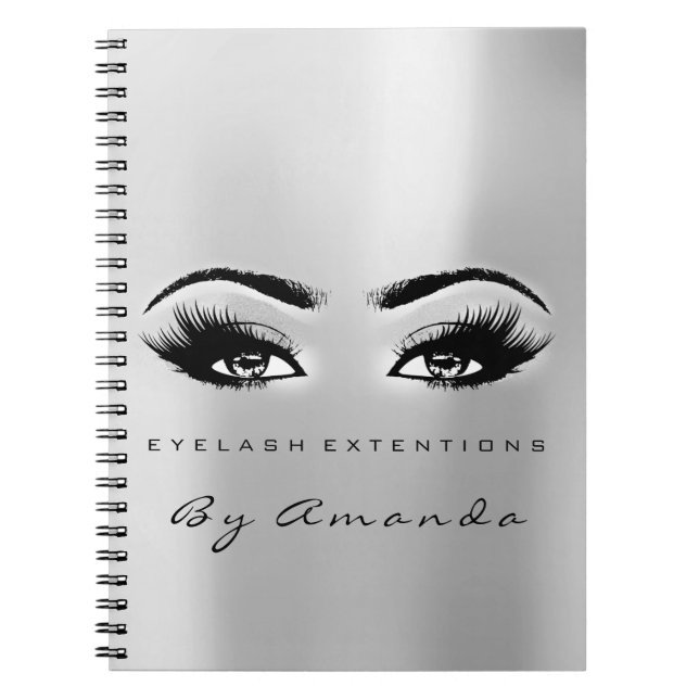 Lashes Erweiterungen Augen Makeup Artist Gray Silv Notizblock (Vorderseite)