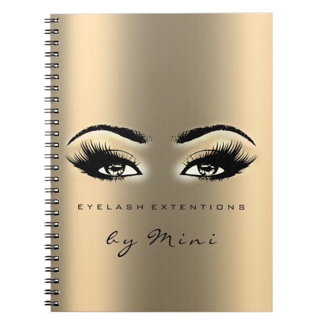Lashes Extension Eyes Makeup Artist Gold Sepia Notizblock (Vorderseite)