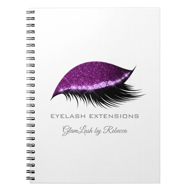 Lashes Extension Lila Silver Makeup Glitzer Notizblock (Vorderseite)