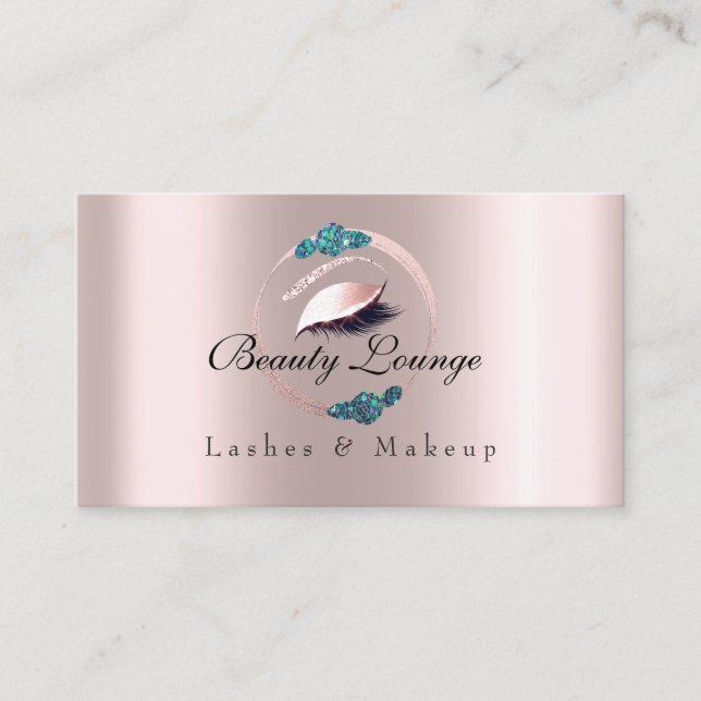 Lashes Extension Makeup Artist Blue Floral Rose Terminkarte (Vorderseite)