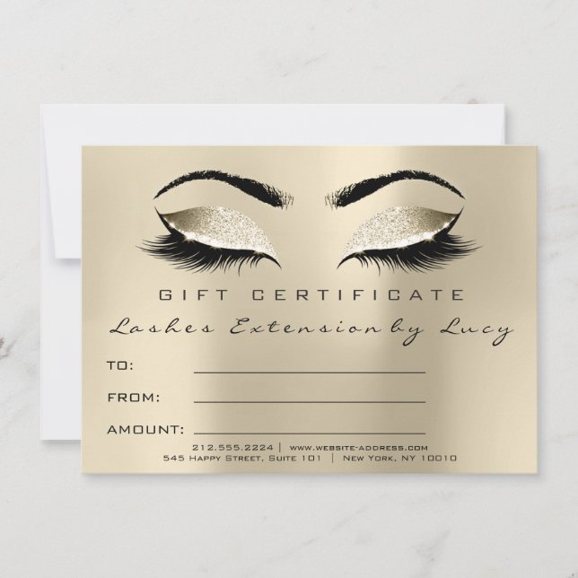 Lashes Extension Makeup Certificate Gift Ivory (Vorderseite)