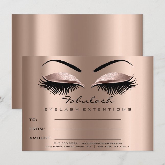 Lashes Extension Rose Lux Makeup Certificate Gesch Einladung (Vorne/Hinten)