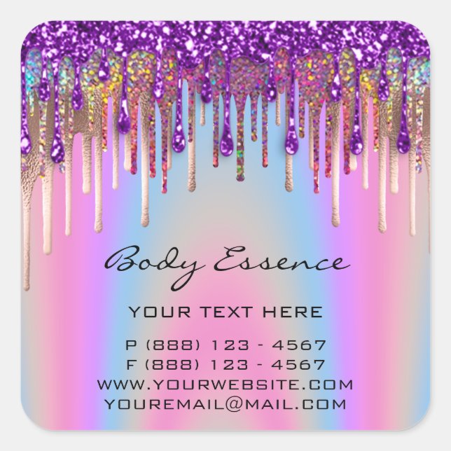 Lashes Extension Shop Holograph Lila Pastell Quadratischer Aufkleber (Vorderseite)