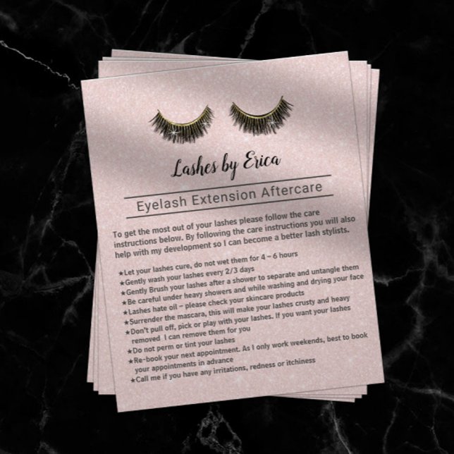Lashes Eyelash Extensions Aftercare Instruction Flyer (Von Creator hochgeladen)