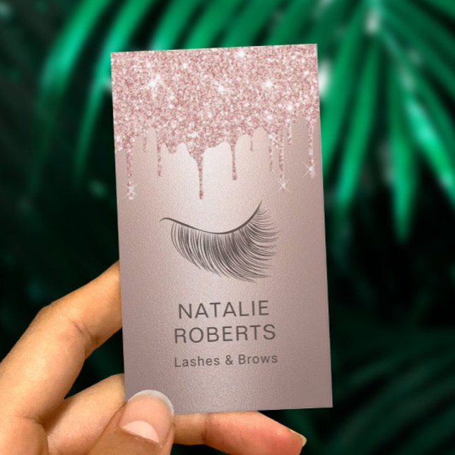 Lashes Eyelash Makeup Artist Rose Gold Tropfen Visitenkarte (Von Creator hochgeladen)
