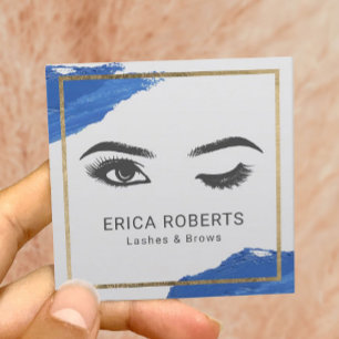 Lashes Eyelash Makeup Künstler Wink Eye Beauty Blu Quadratische Visitenkarte