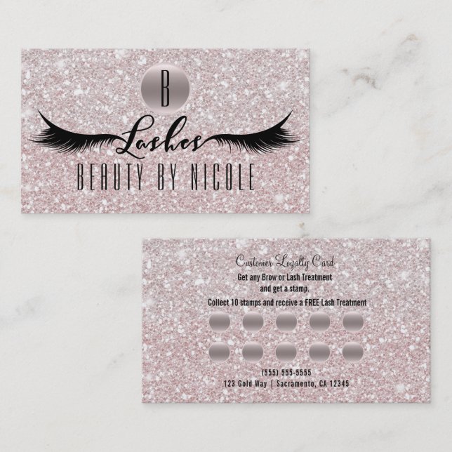 LASHES Eyelashes Glitzer Customer Loyalty Card Treuekarte (Vorne/Hinten)