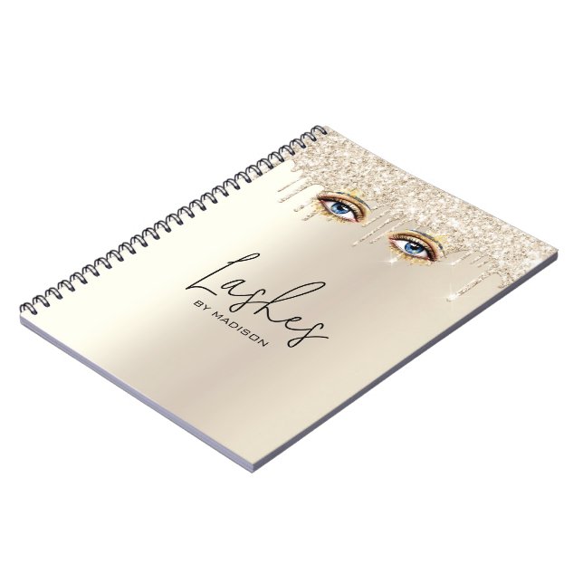 Lashes Glam Champagne Driving Glitzer Notizblock (Linke Seite)