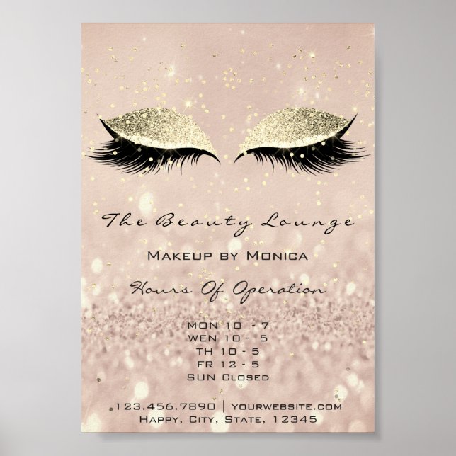 Lashes Glitzer Beauty Salon Poster (Vorne)