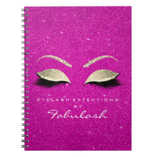 Lashes Glitzer Eyes Makeup Bright Pink Gold Name Notizblock