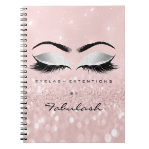 Lashes Glitzer Eyes Makeup Pink Rose Girlaname Notizblock